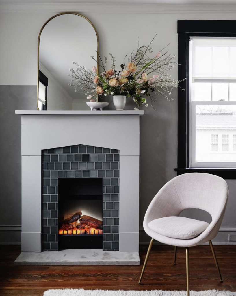 Light Grey and Dark Grey Fireplace Design