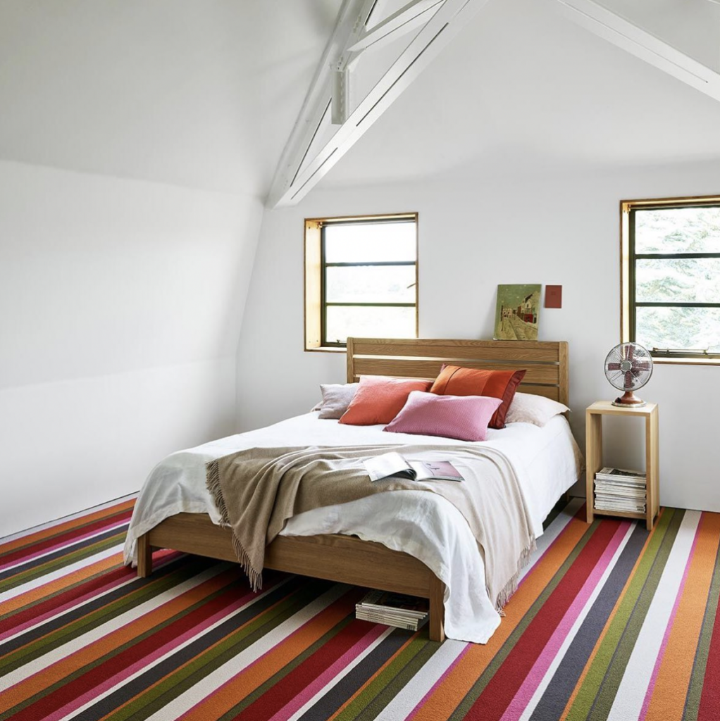 Lively Striped Bedroom Carpet