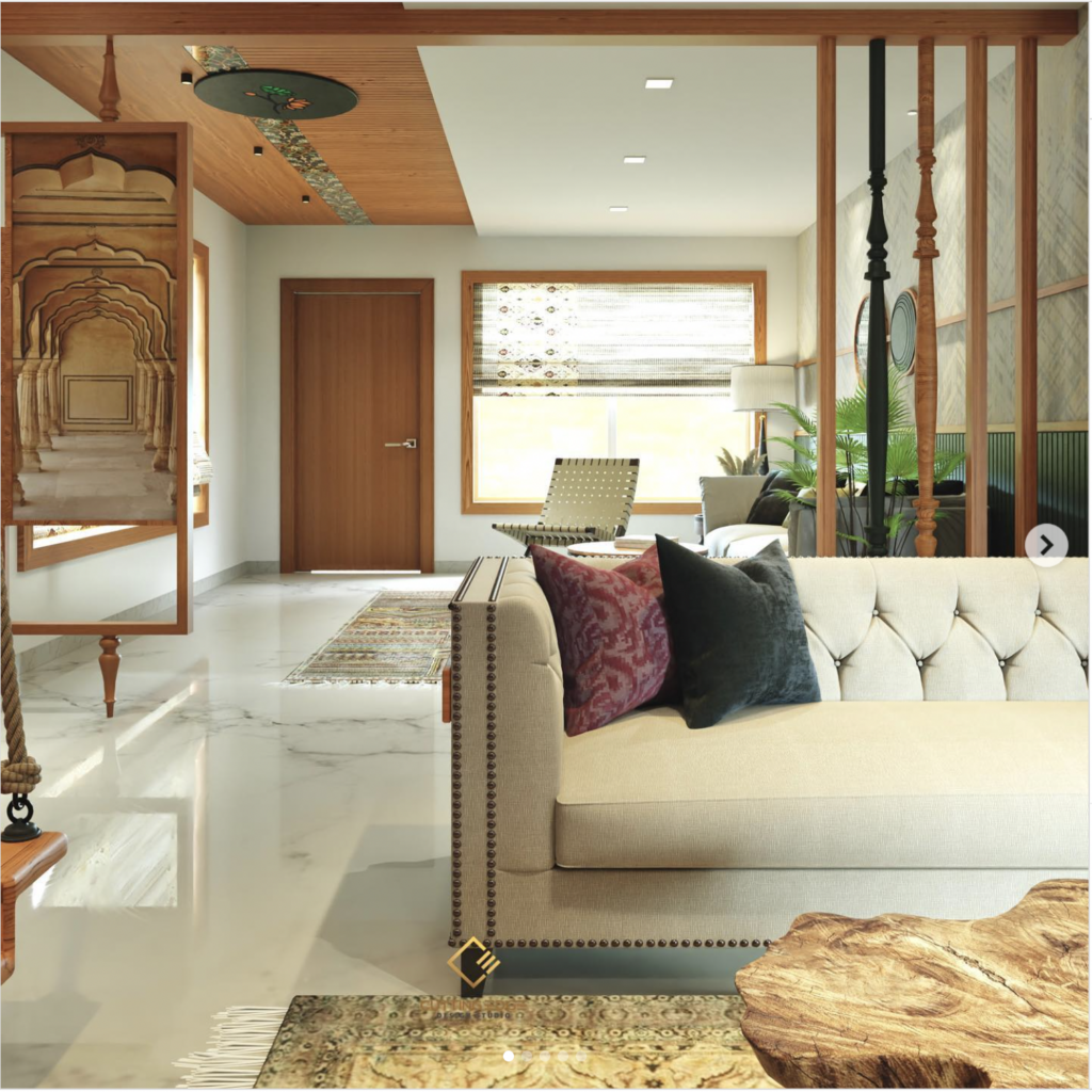Living Room Front Entry with a Wooden Door and Large Window