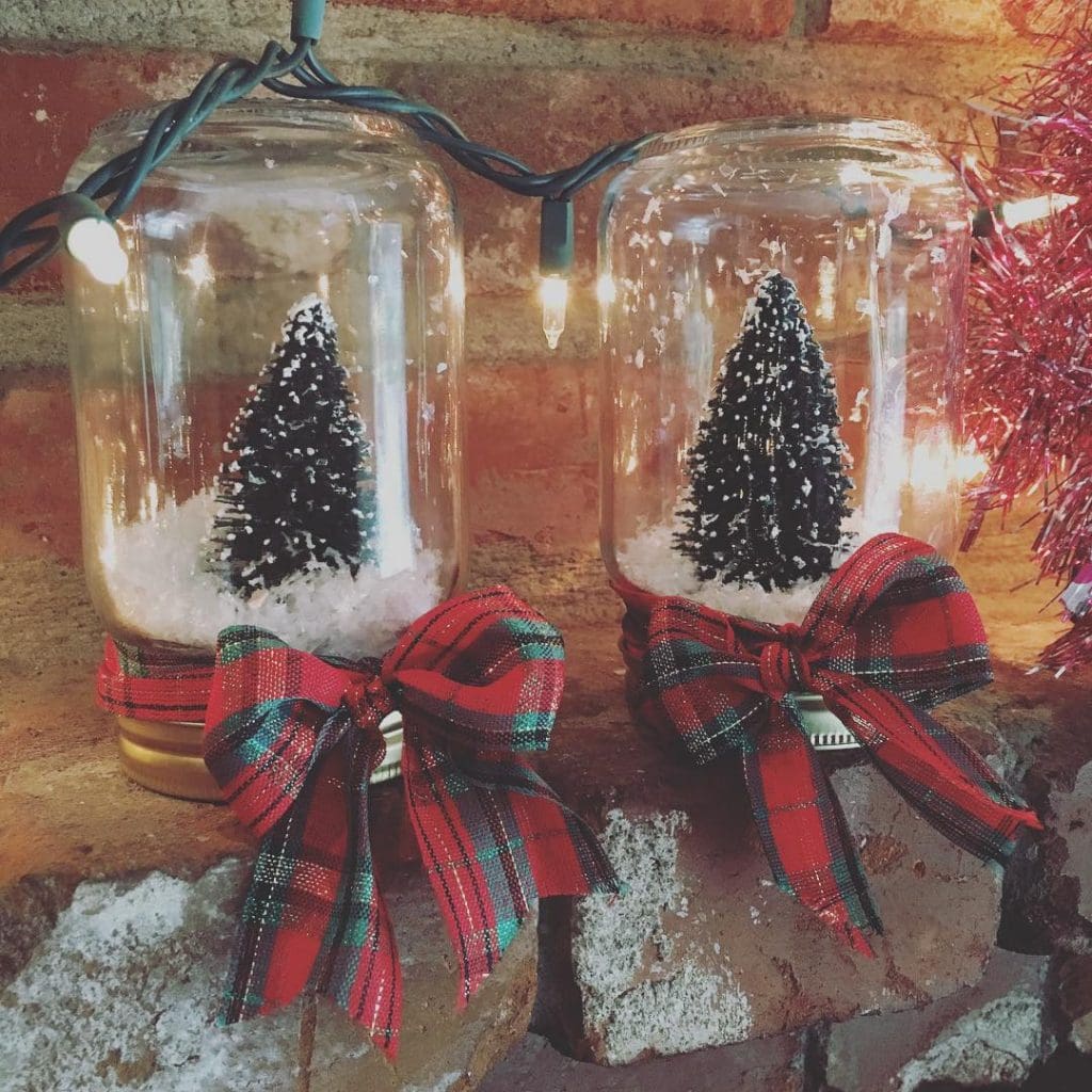 Mason Jar with Plaid Bow