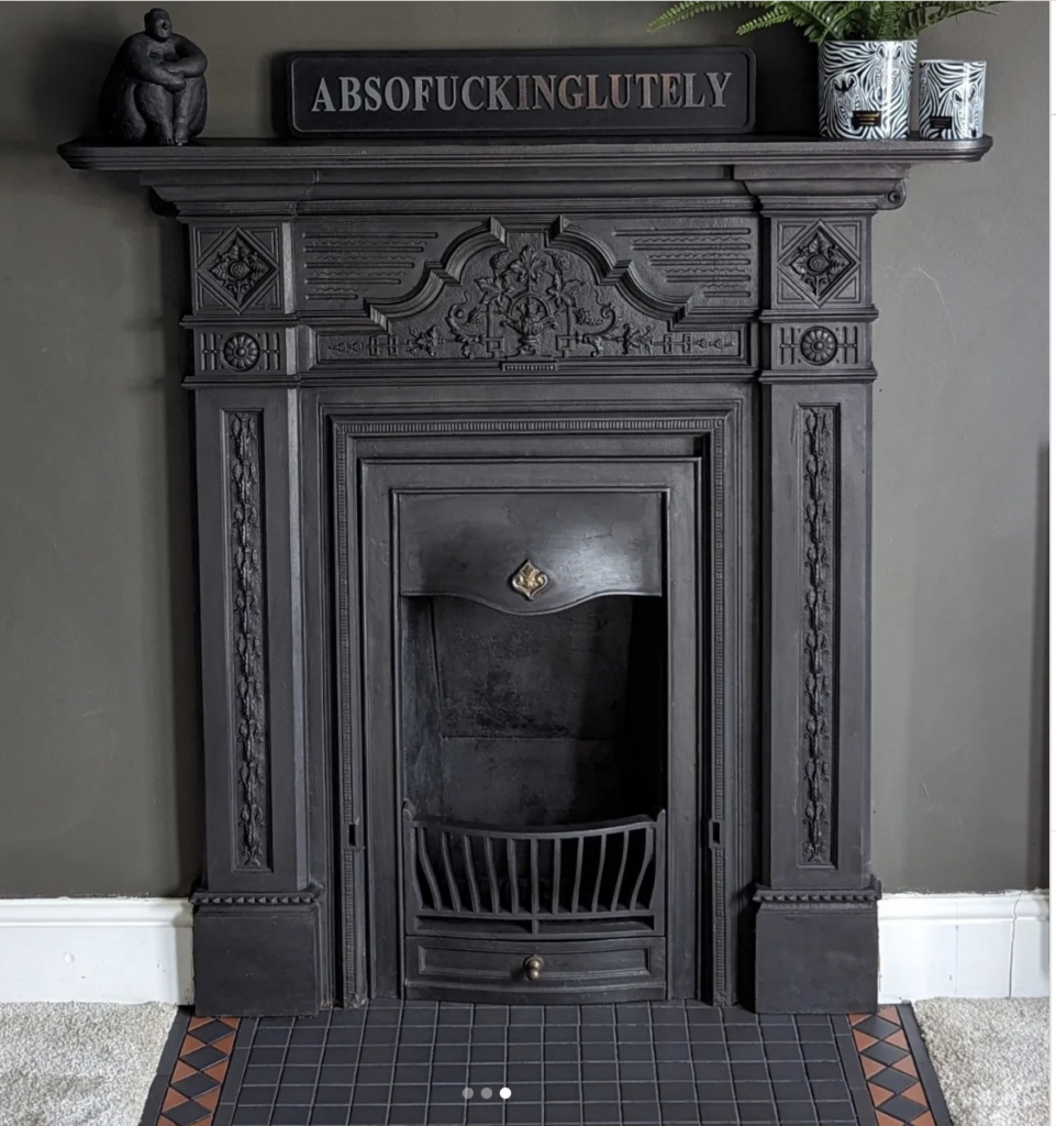 Matching hearth for a black fireplace