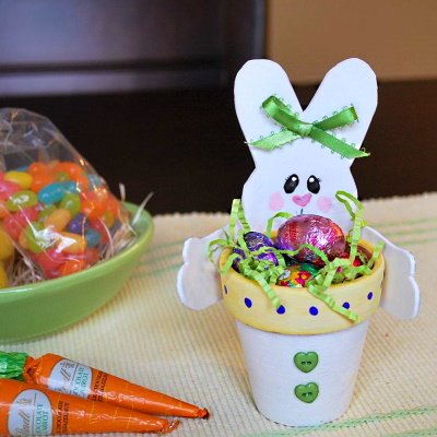 Mini Clay Pot Easter Bunny