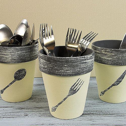 Mini Clay Pot Utensil Holders