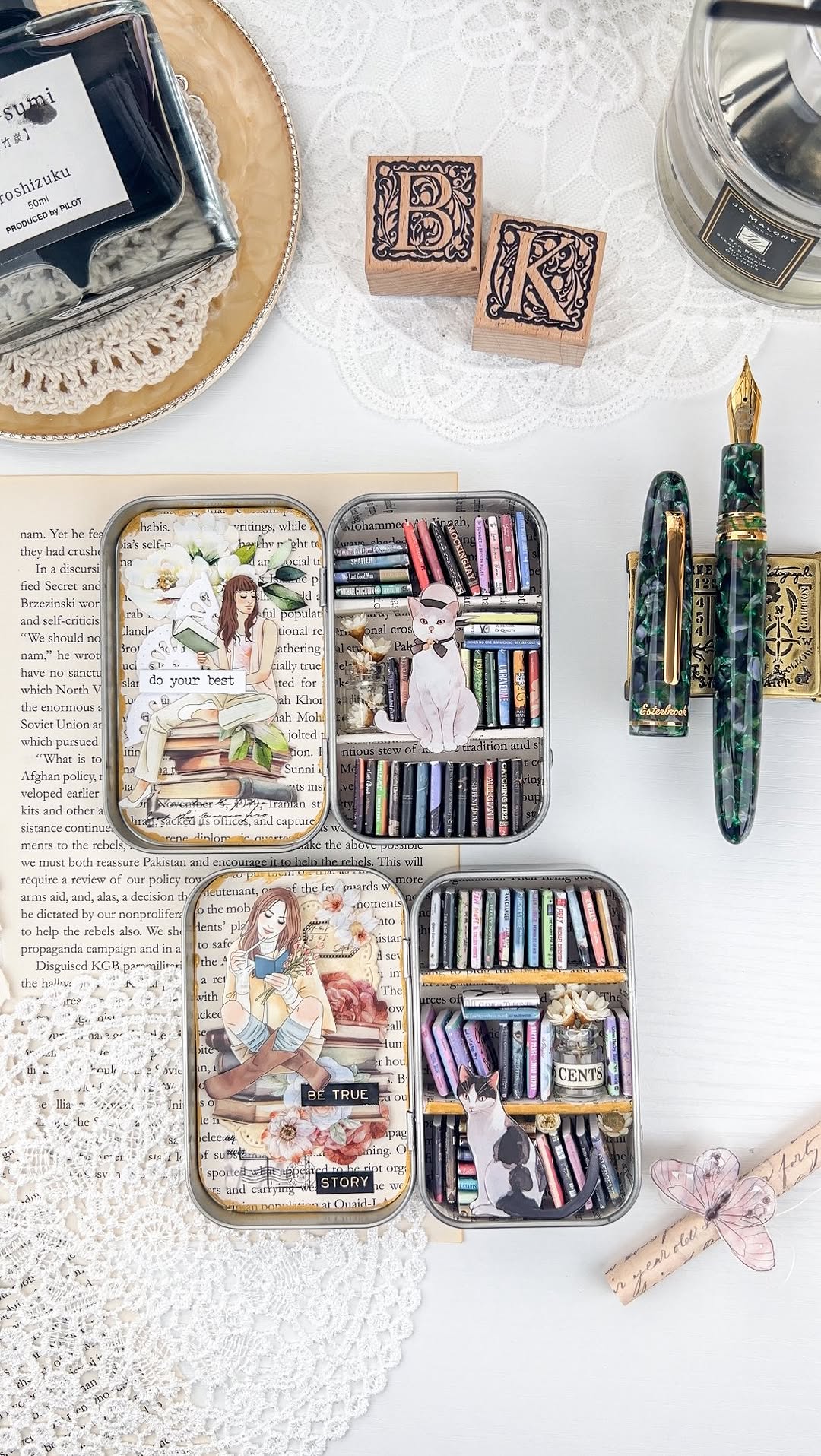 Miniature Book Nooks in Altered Tins