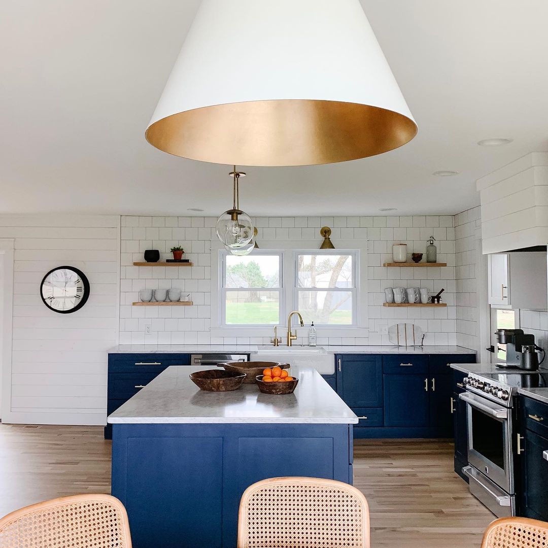 Minimalist Chic with Bold Blue Kitchen Remodel