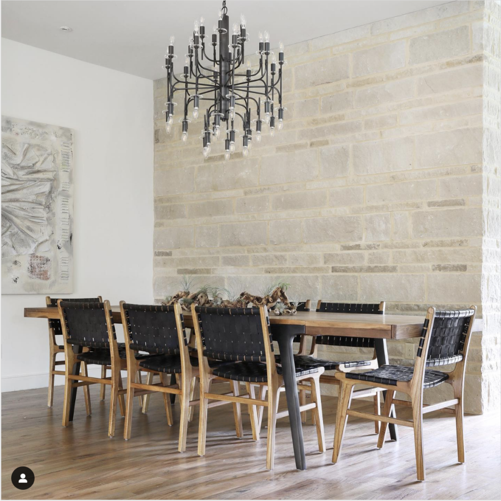 Minimalist Wood and Stone Dining Space