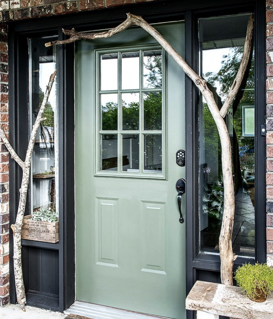 Mint Green Door with Black Windows