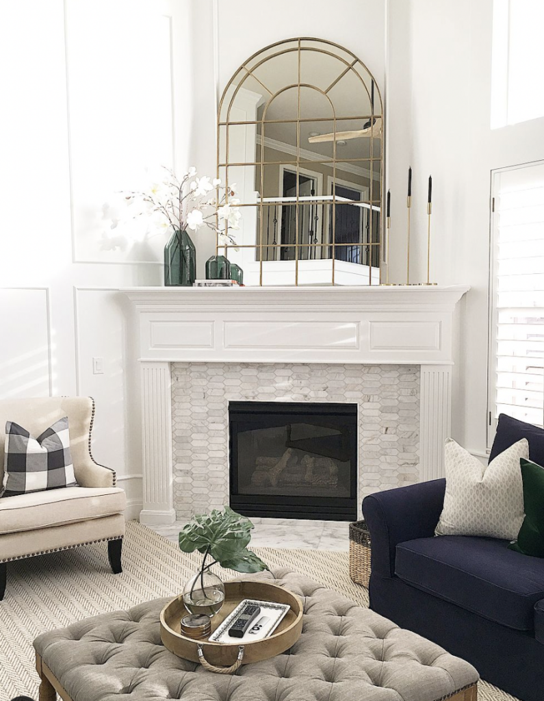 Mirror Above a Corner Fireplace