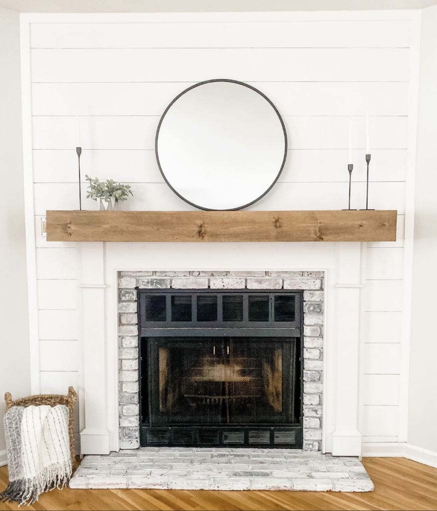 Mirror over a Brick Fireplace