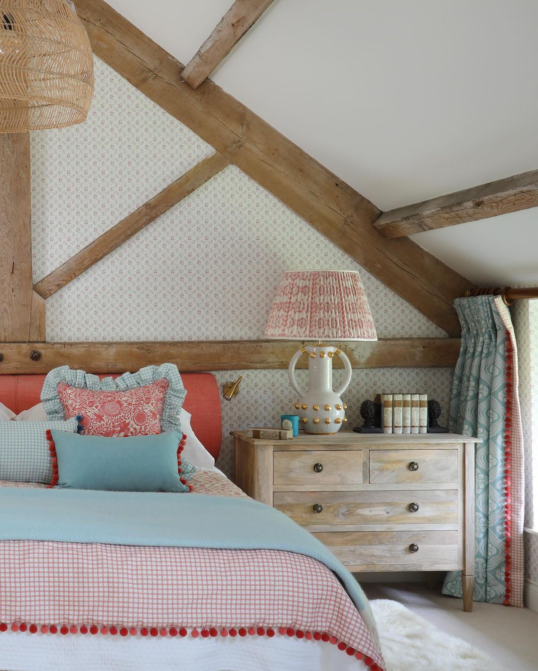 Textured Tranquility: Blending Patterns and Woods in Attic Design