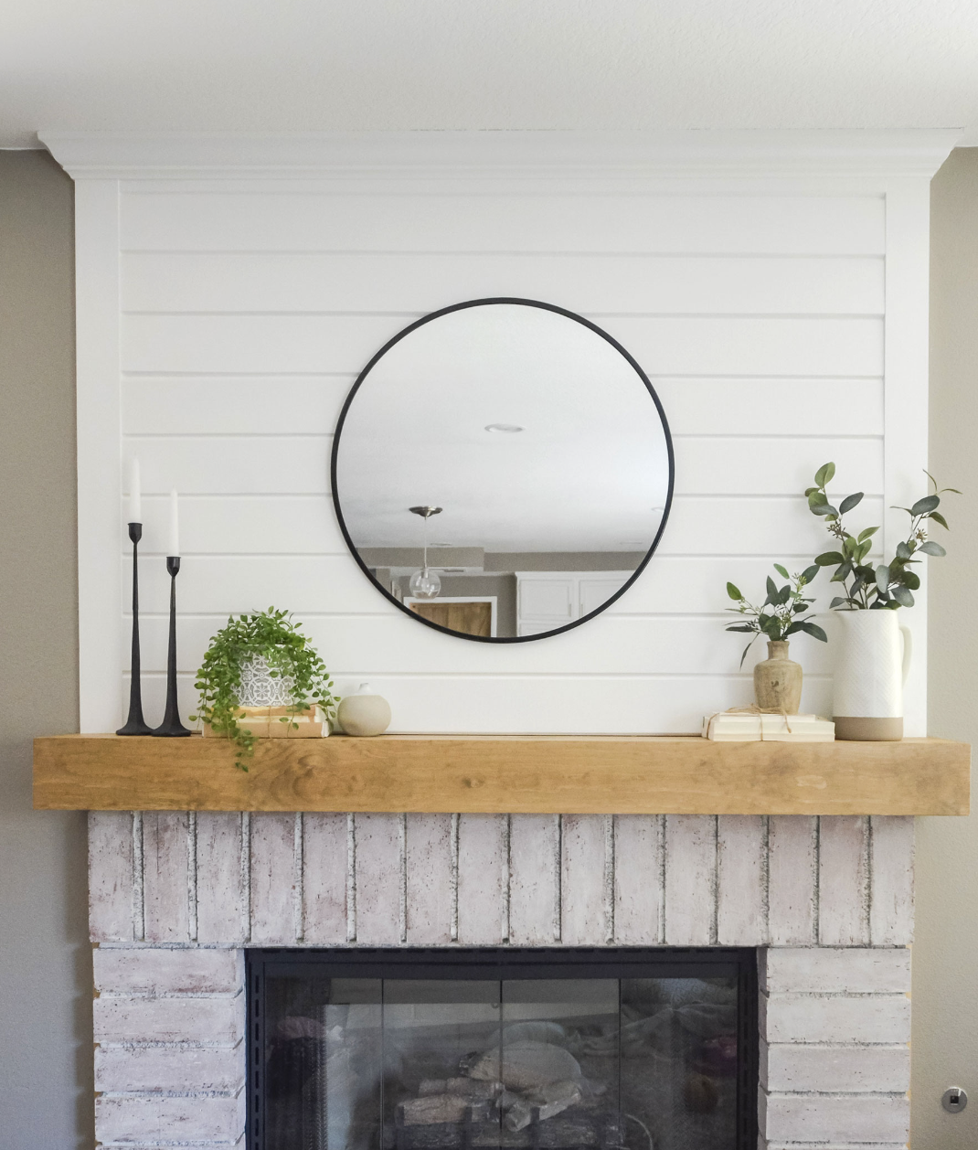 Mixed Texture Fireplace Backdrop