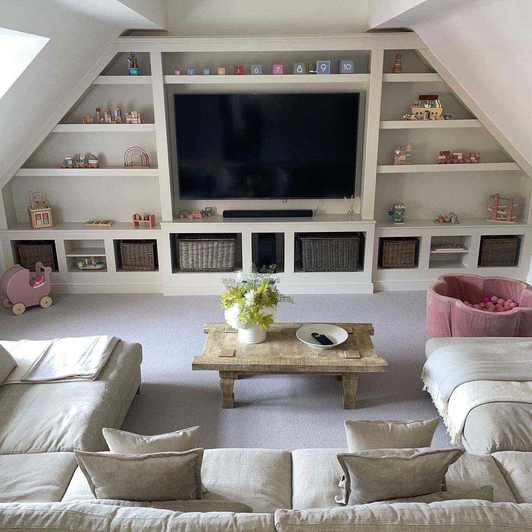 Sleek Attic Entertainment Space