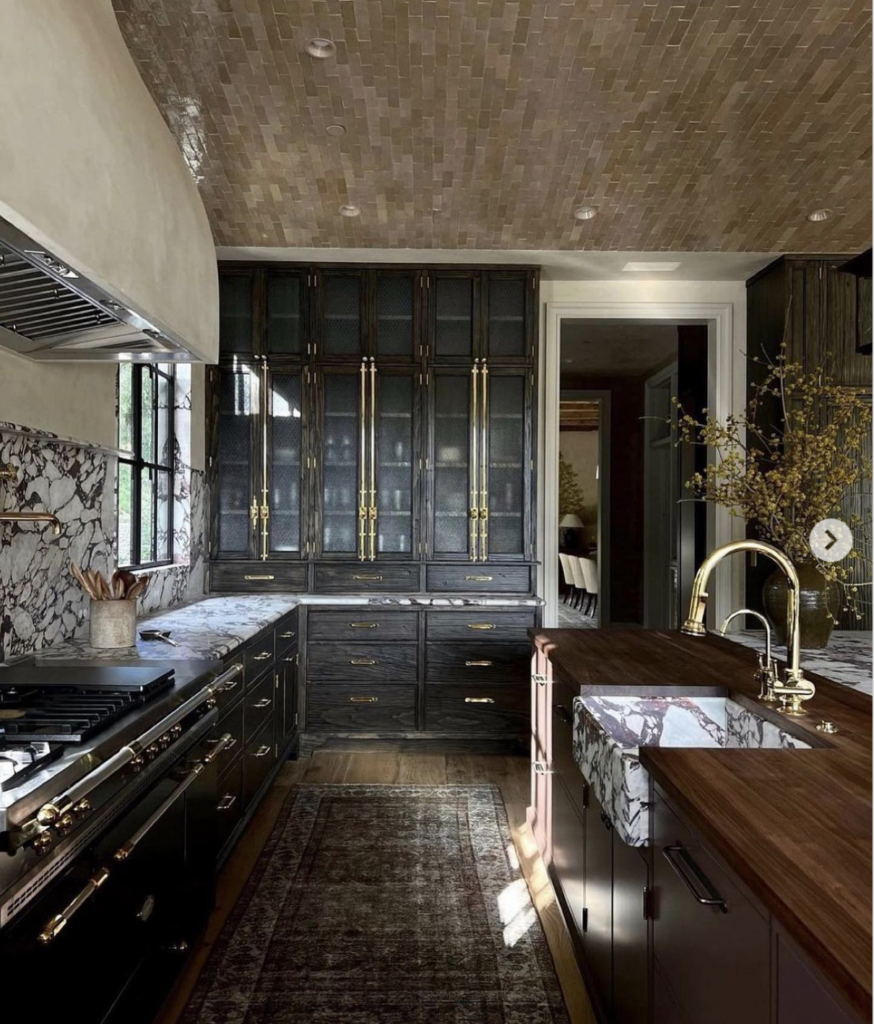 Modern Black Wood Kitchen Cabinet with Glass Door