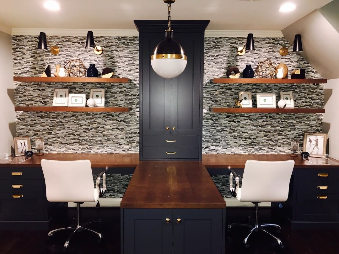 Modern Built-In L-Shaped Desks for Two