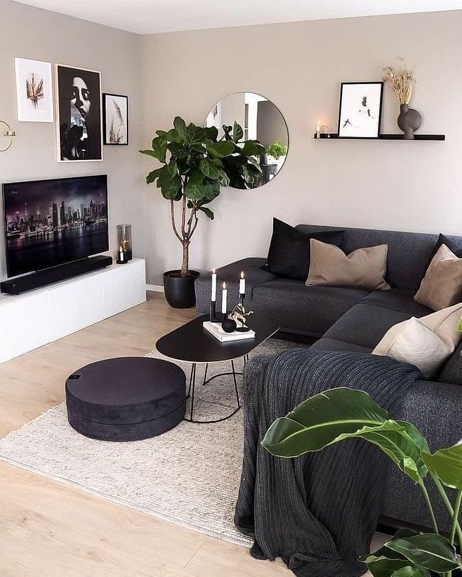 Modern Calm Monochrome Living Room