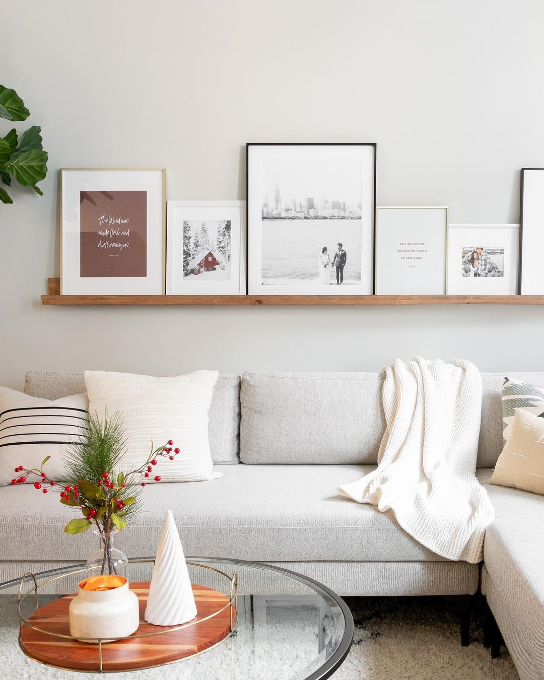Modern Living Room with Family-Focused Picture Ledge Display