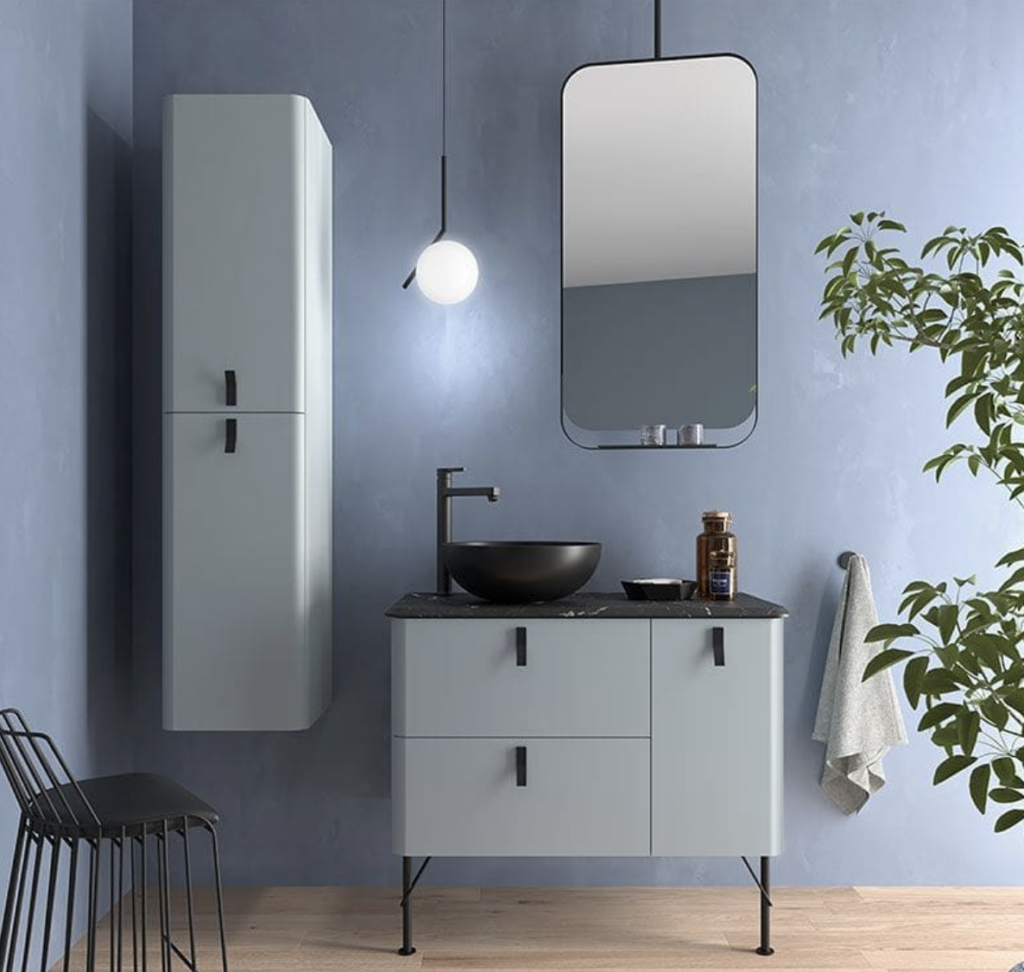 Modern Gray Cabinet with Black Countertop
