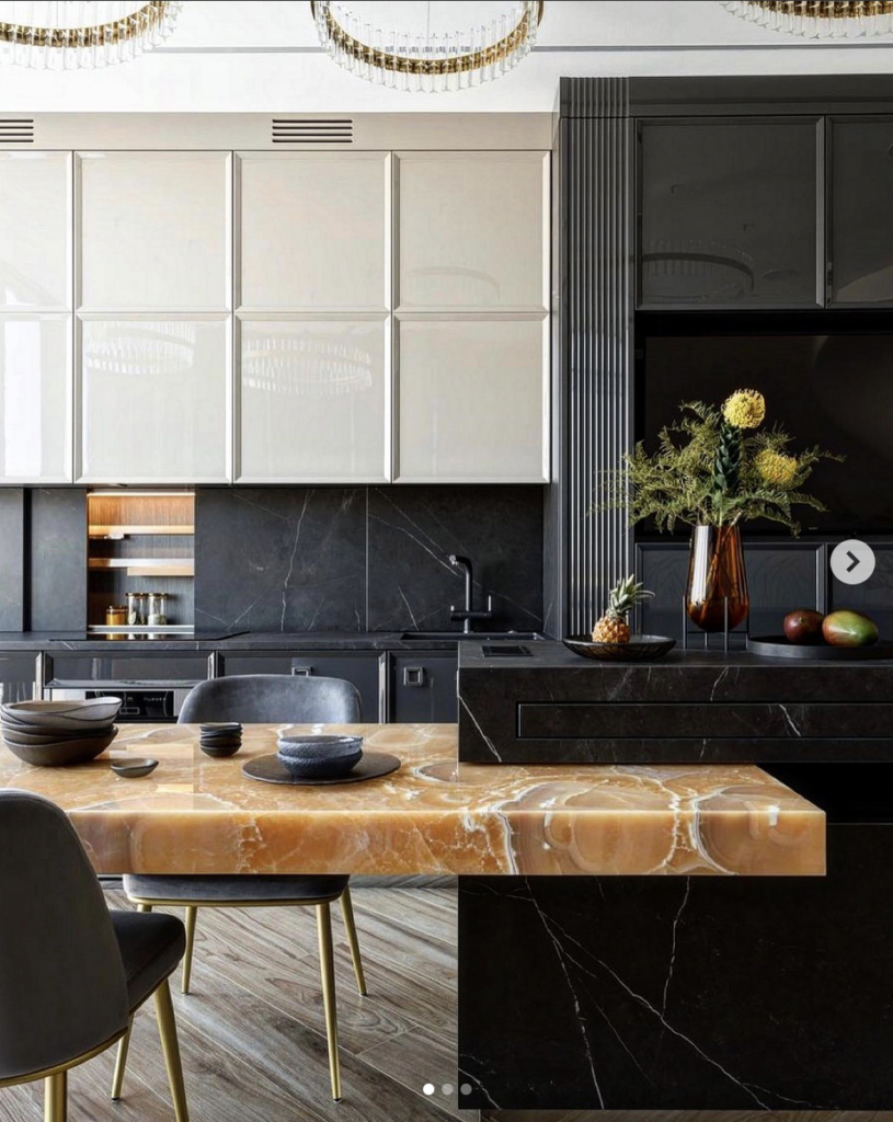 Modern Light Cabinet Kitchen With Dark Countertops