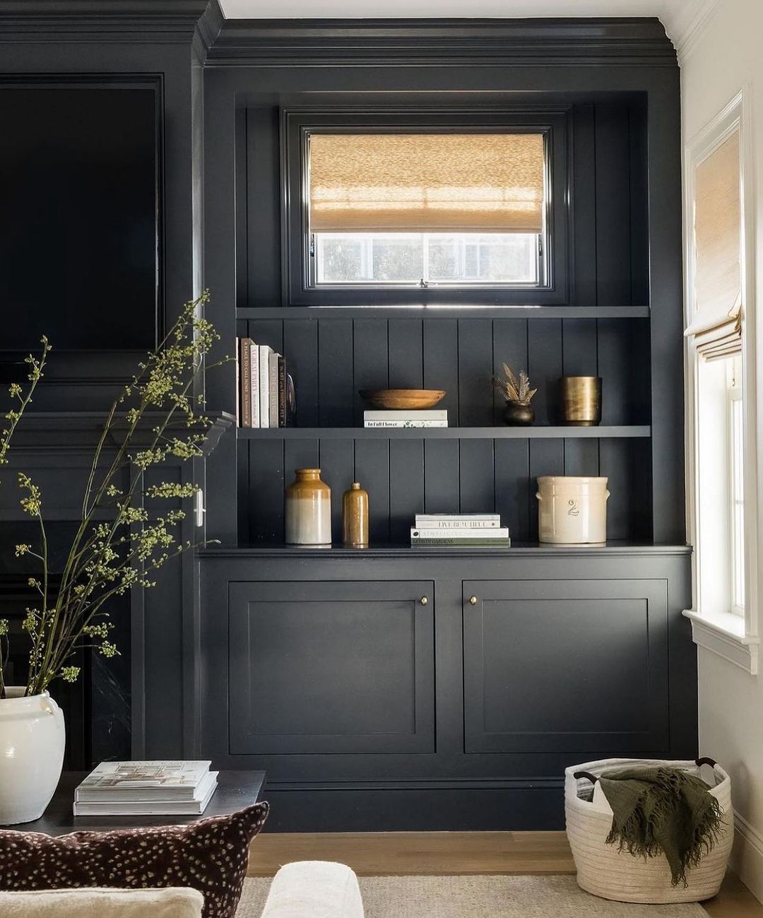 Modern Mudroom Storage with Greenery