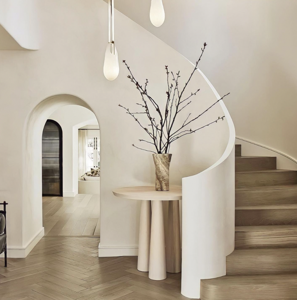 Modern White Curved Staircase