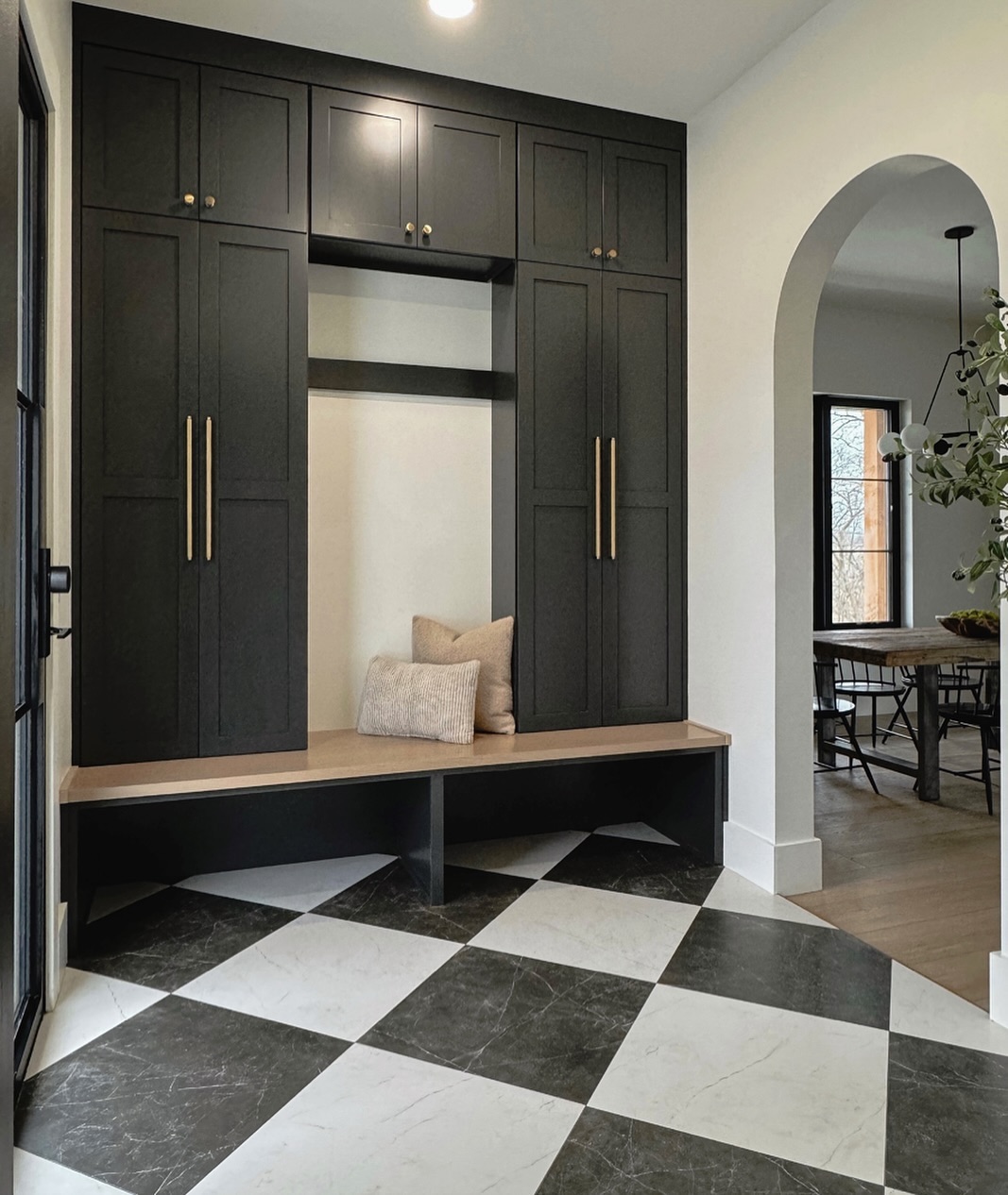 Monochromatic Marble Mudroom