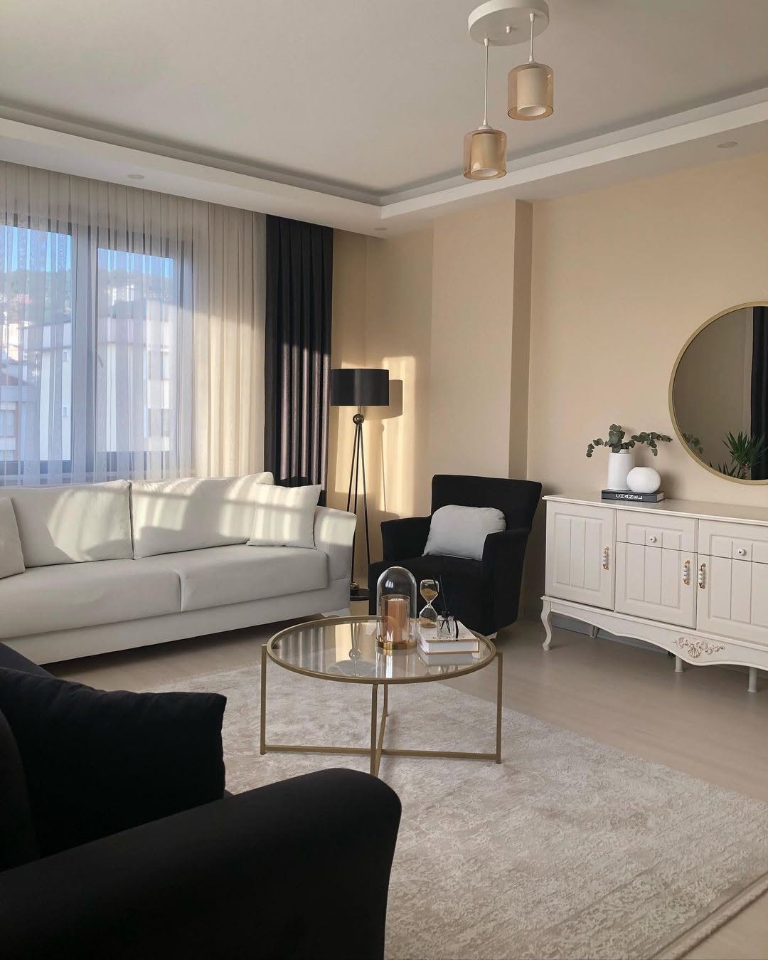 Monochrome Living Room with Neutral Elegance