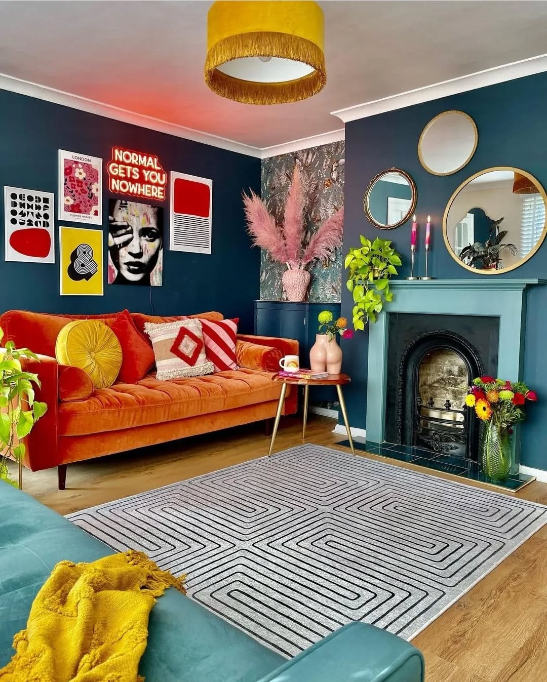 Moody Living Room with Luxe Contrast