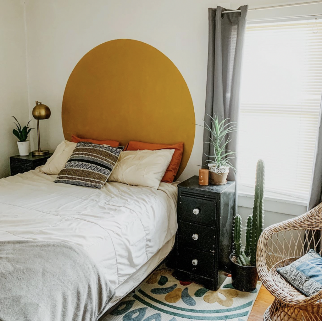 Mustard Circle Behind the Bed