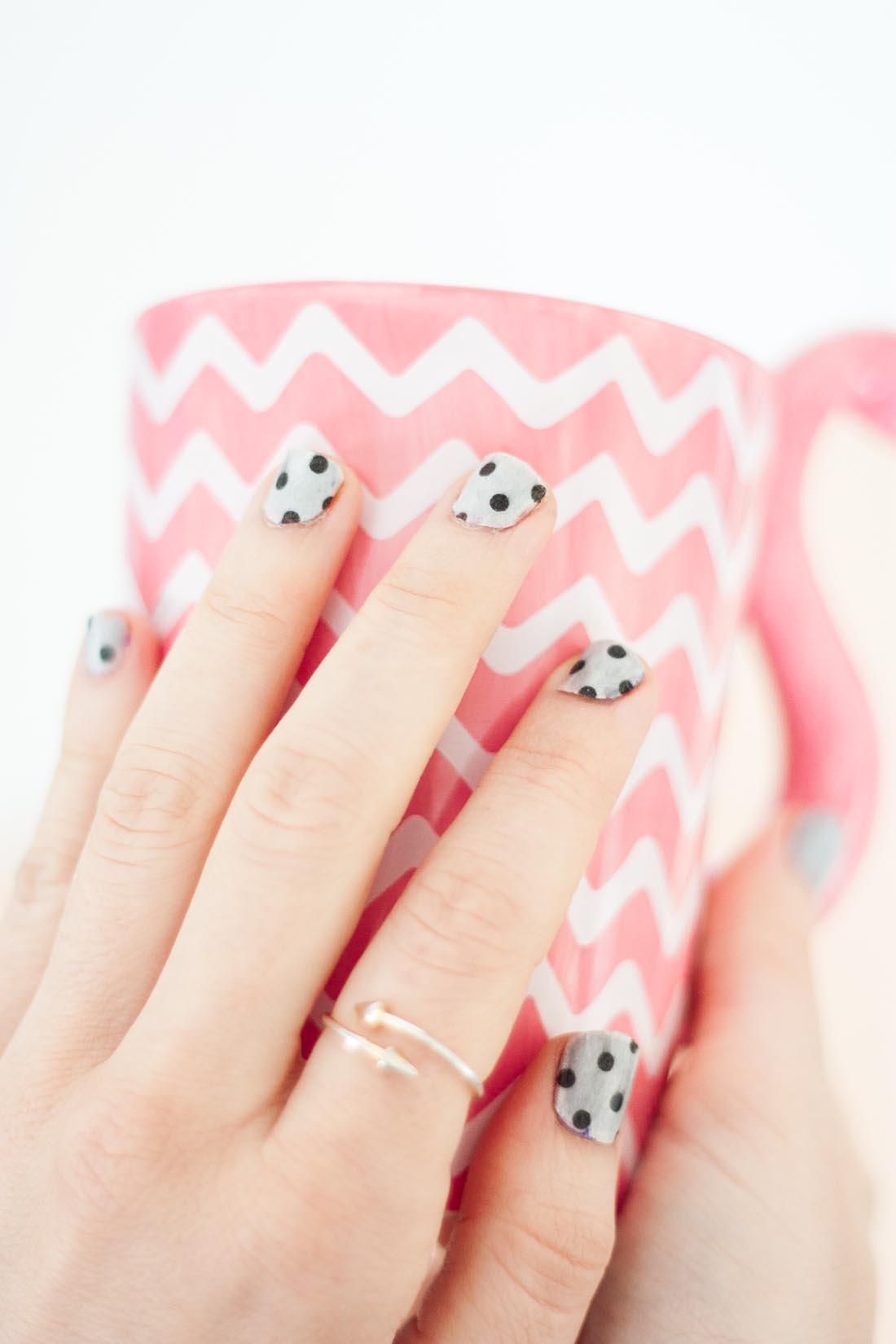 Nail art with colorful washi tape