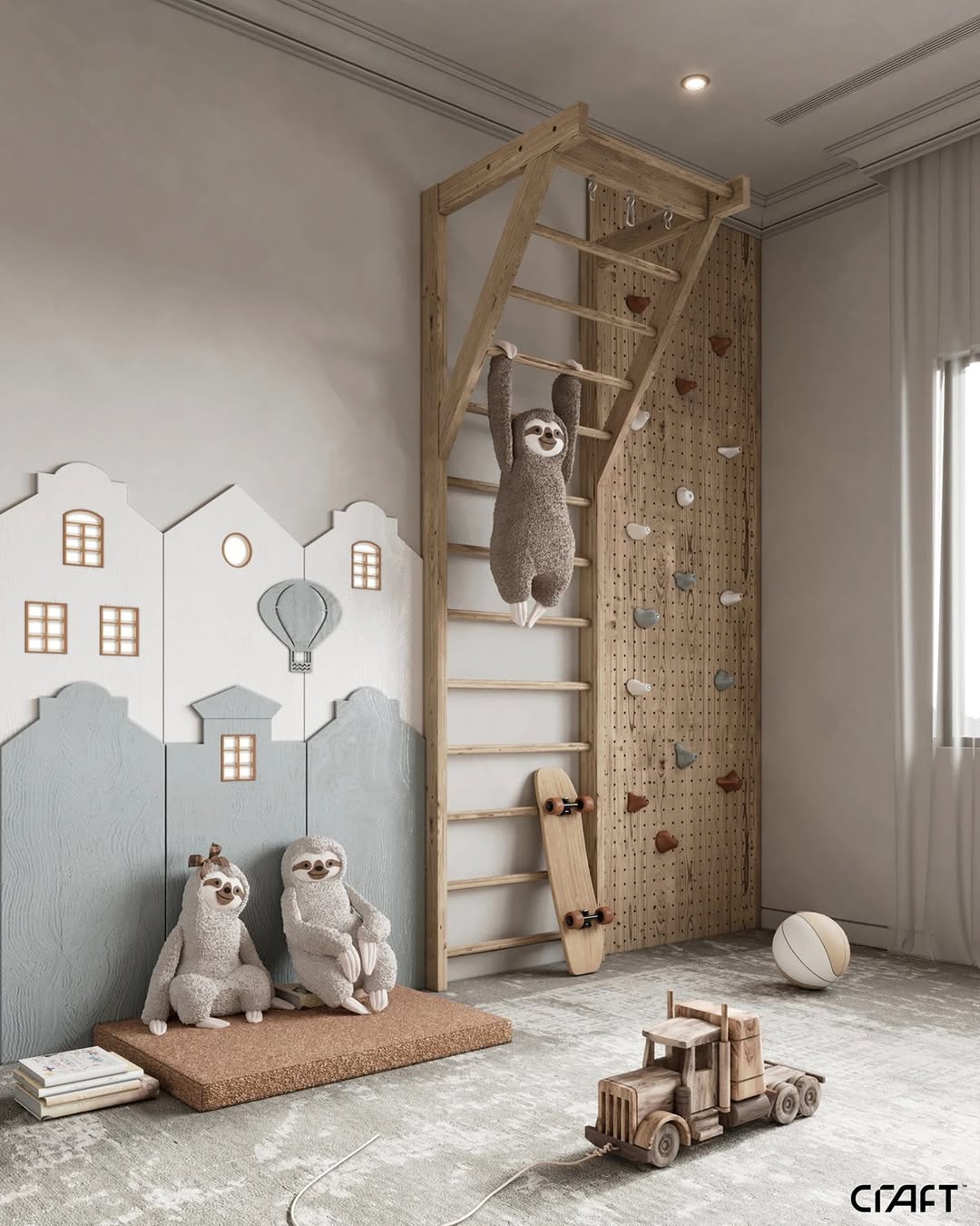 Natural Tone Climbing Playroom