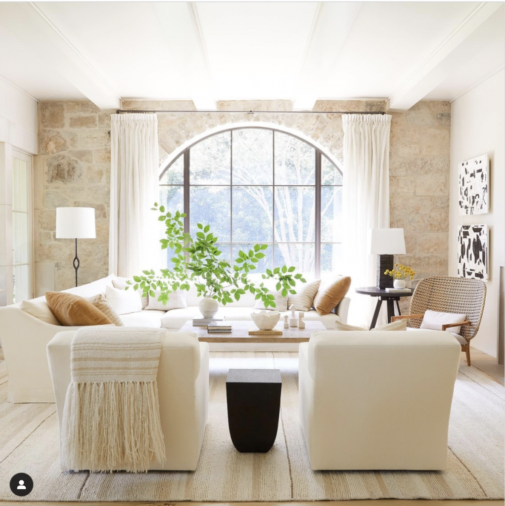 Neutral Living Room Stone Wall