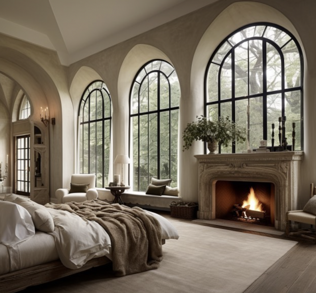 Neutral Modern Bedroom Fireplace Palette