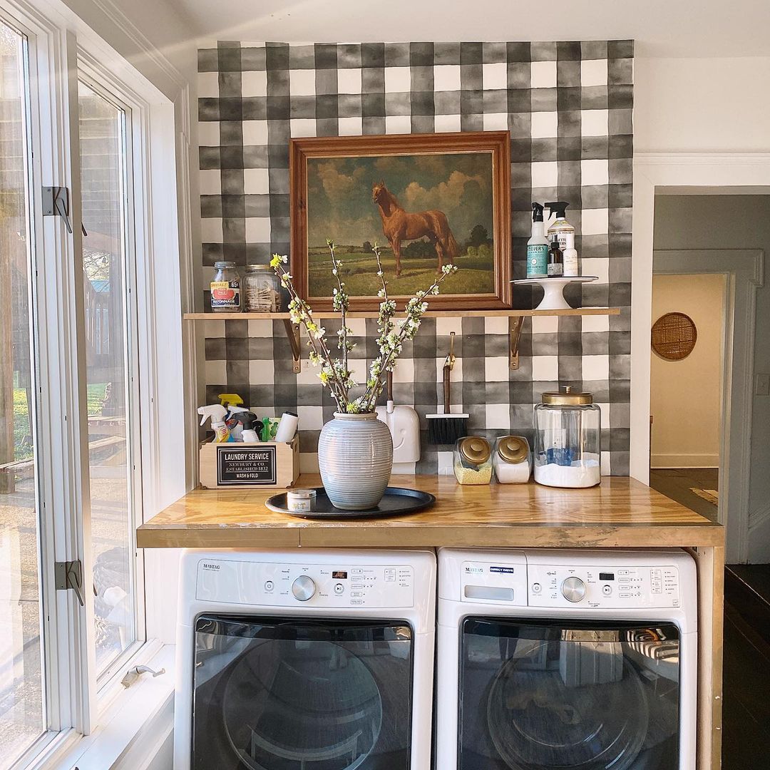 Checkered Charm: Bold Patterns and Open Shelving