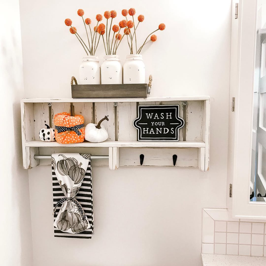 Orange Whimsical Pumpkin Shelf Styling
