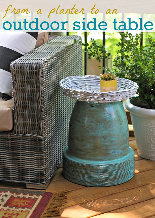 Outdoor Clay Pot Side Table