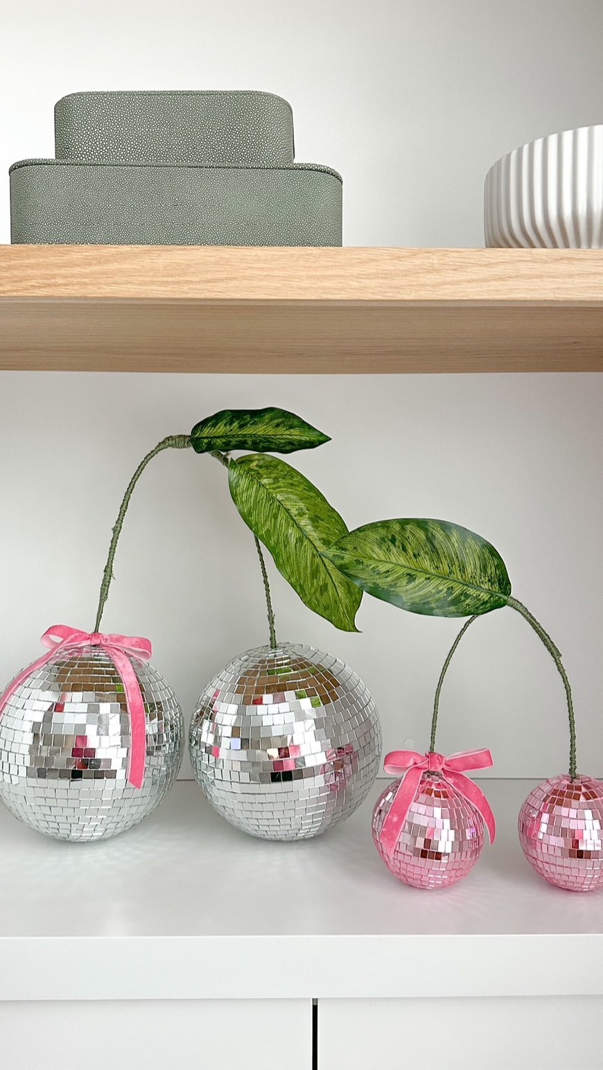 Oversized Pink and Silver Cherries