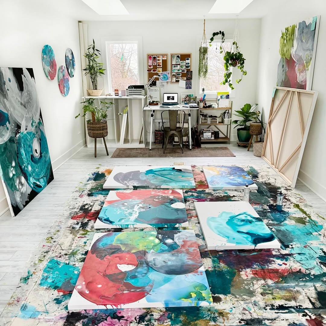 Paint Studio with Large Floor Artwork