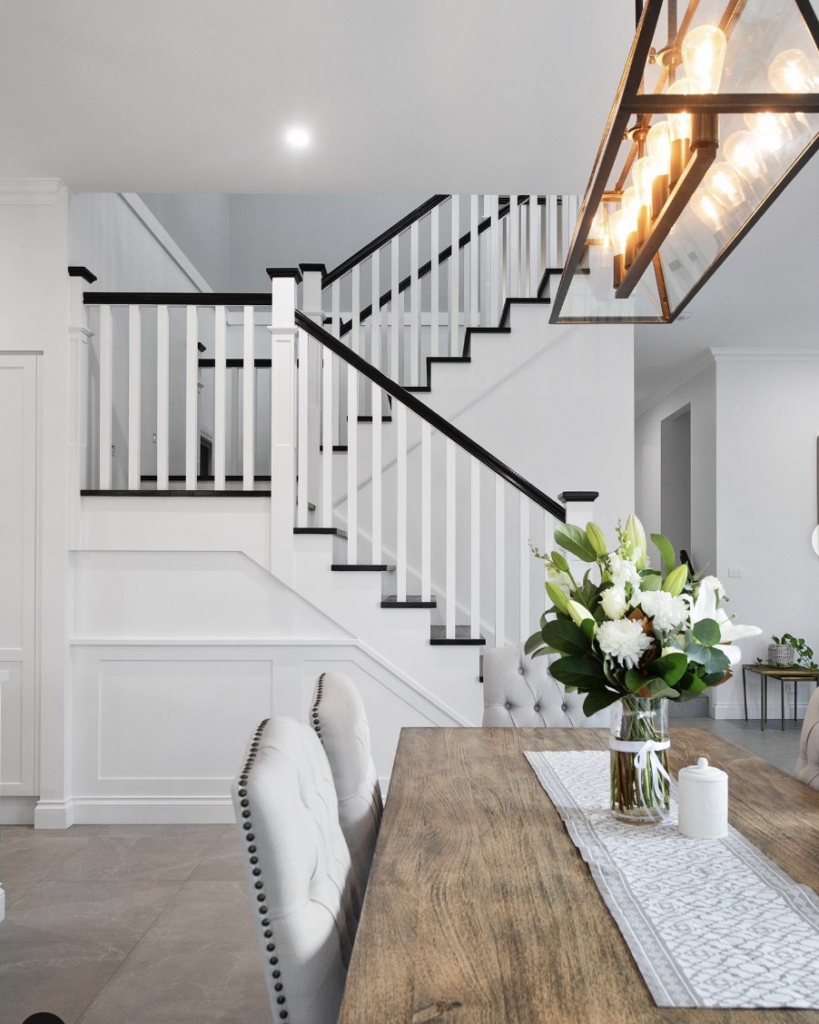 Painted Black Stairs in a White House