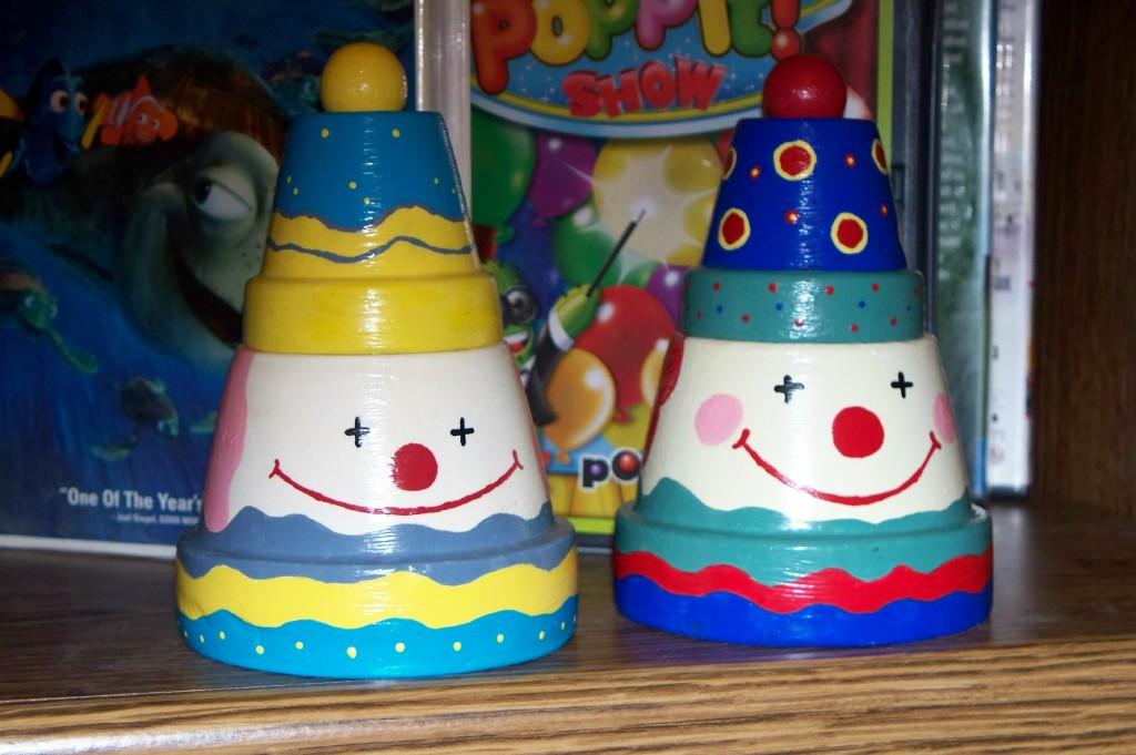 Painted Clown Clay Pot