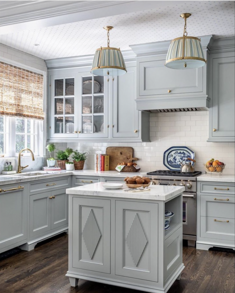 Pastel Blue Glass Cabinets