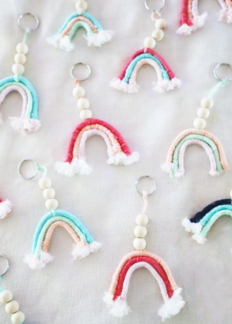 Pastel Rainbow Macrame Keychain
