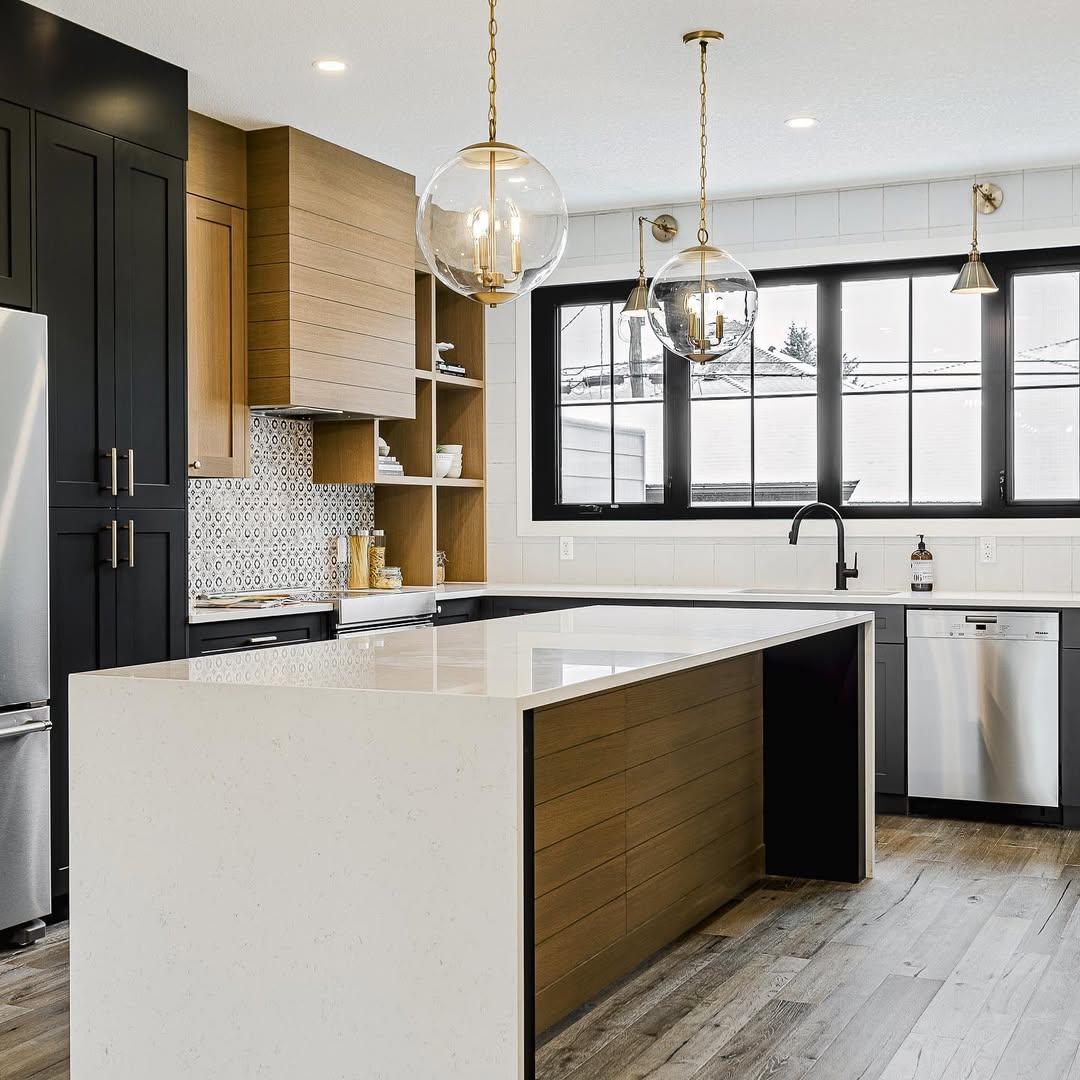 Patterned Kitchen with Polished Brass