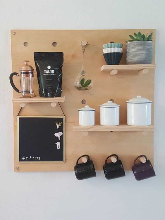 Pegboard Setup for a Small Coffee Bar