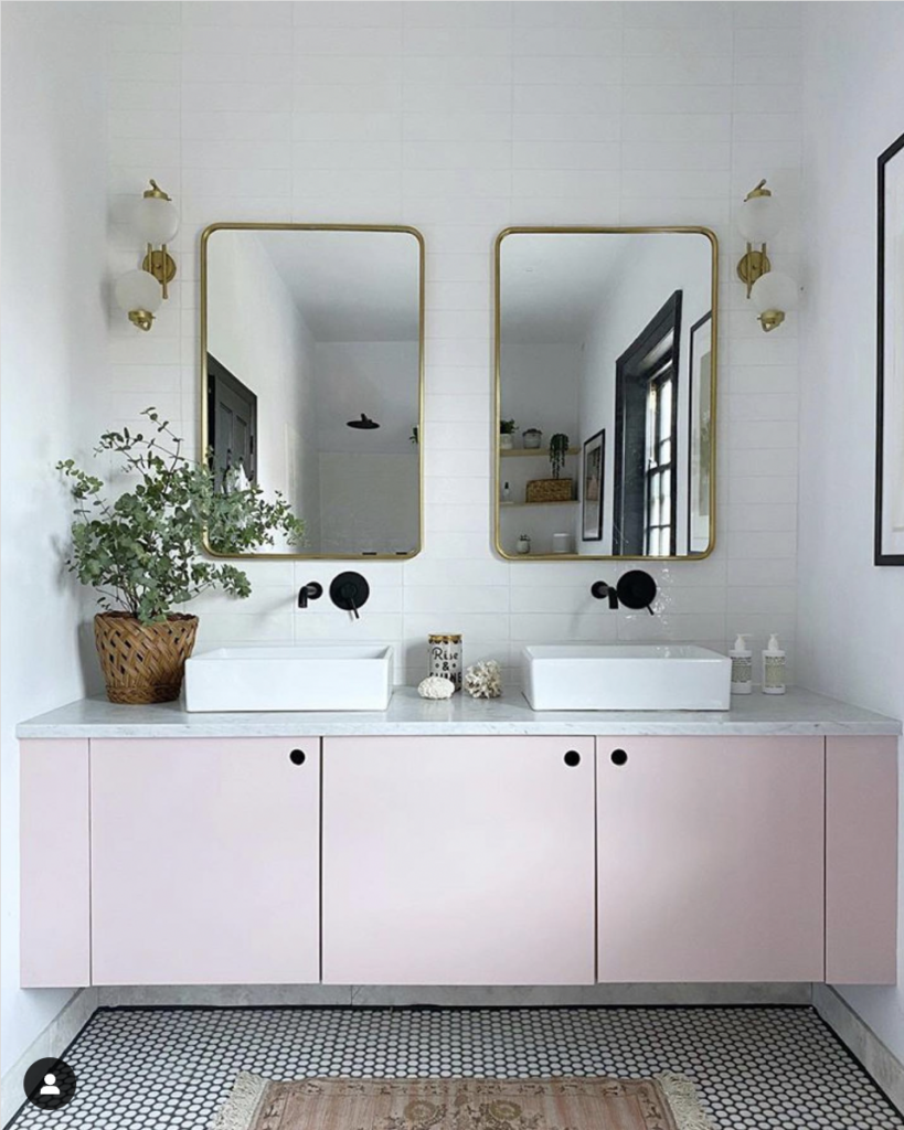 Black And White Penny Tile Bathroom