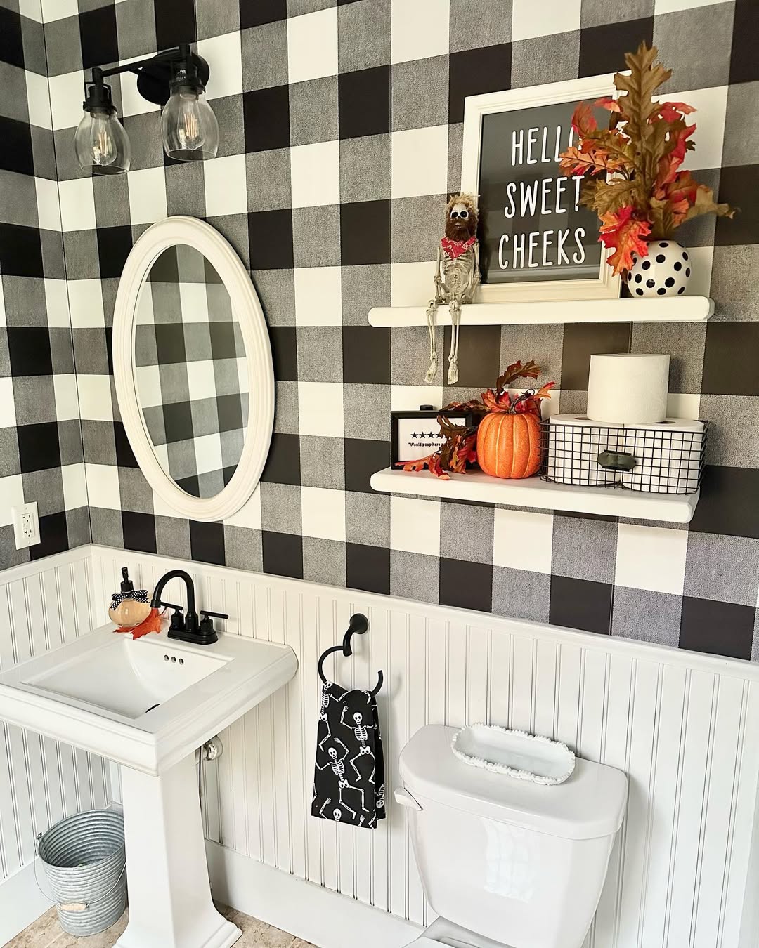 Playful Autumn Decor with Plaid Walls