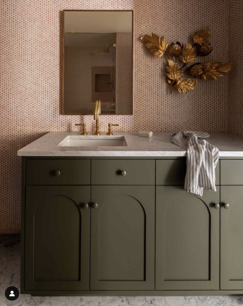 Orange Penny Ceramic Tile Powder Room