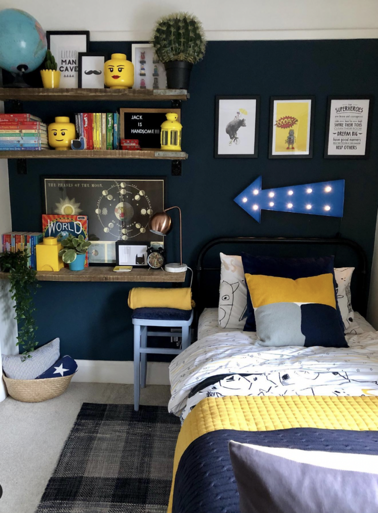 Rich Blue Bedroom Accent Wall