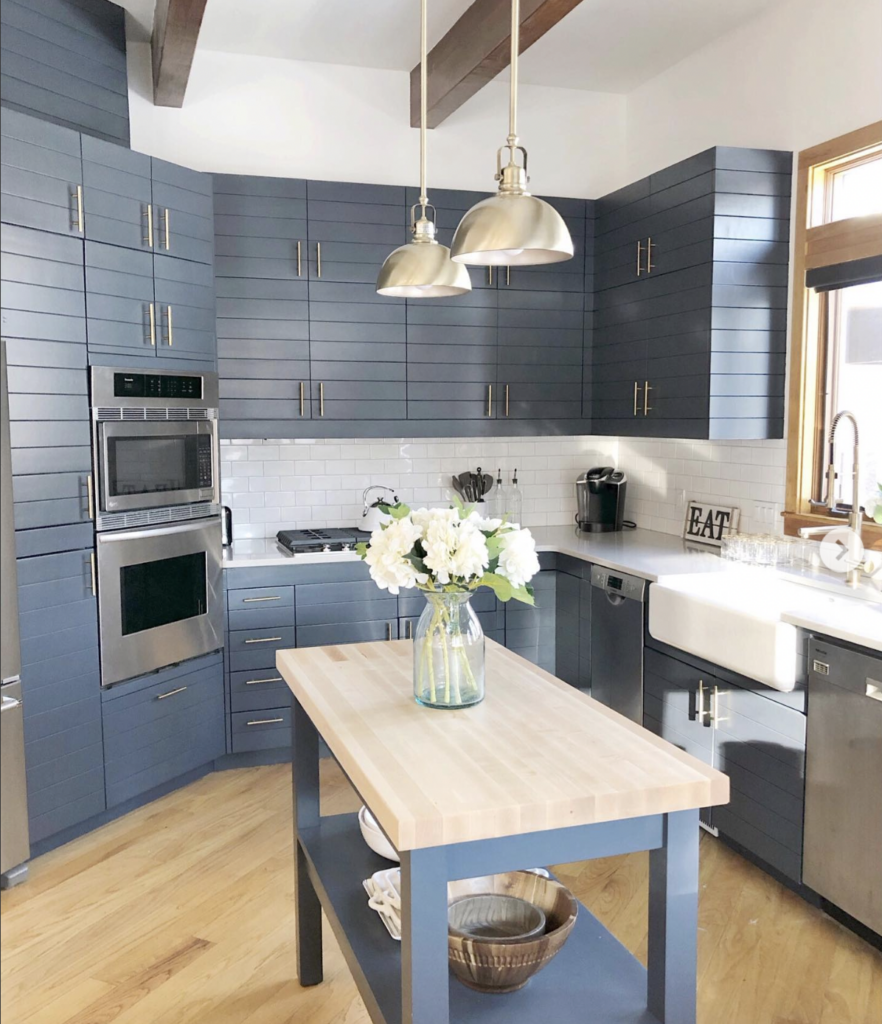 Rich Butcher Block and White Cabinets