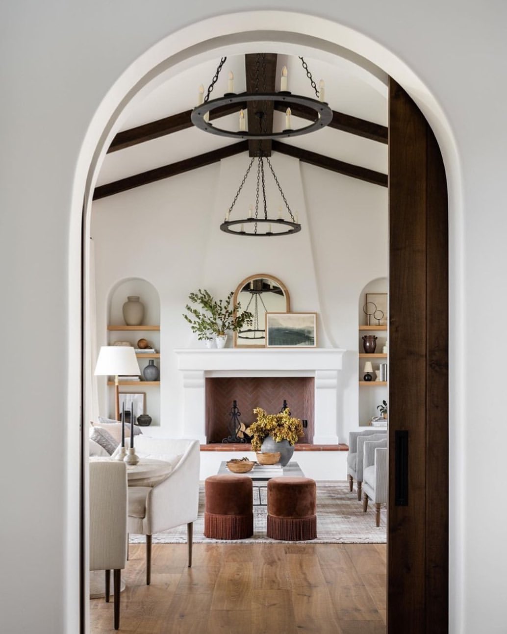 Rich Wood Beams at an Arched Entry