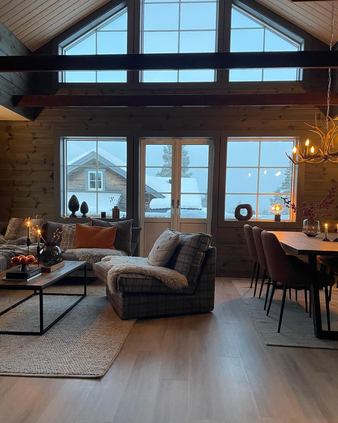 Modern Dark Wood Cabin Living Room
